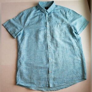 Men's H&M Linen/Cotton Short Sleeve Button-Up